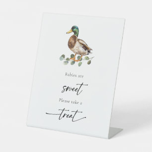 Mallard Duck Babies Are Sweet Baby Shower Pedestal Sign
