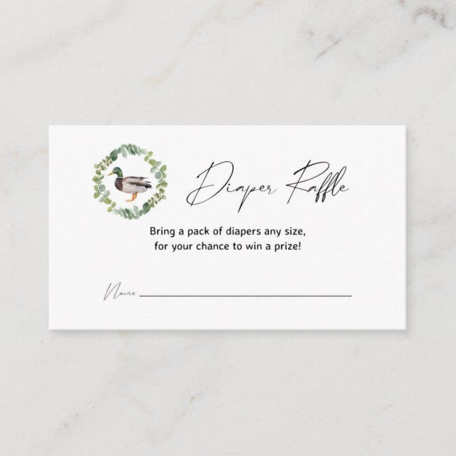 Mallard Duck Baby Shower Diaper Raffle Cards (Front)