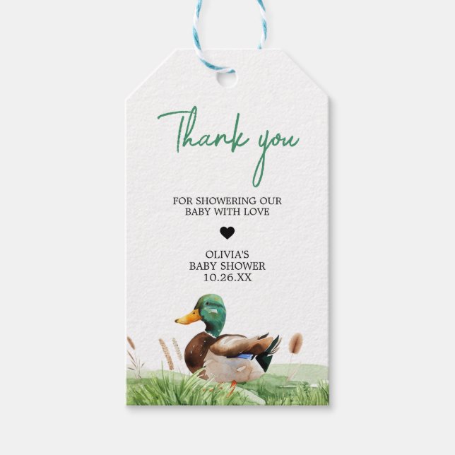 Mallard Duck Baby Shower Favour Tags (Front)