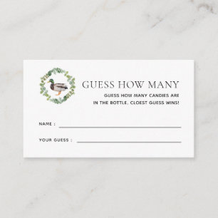Mallard Duck Baby Shower Guess How Many Game  Enclosure Card