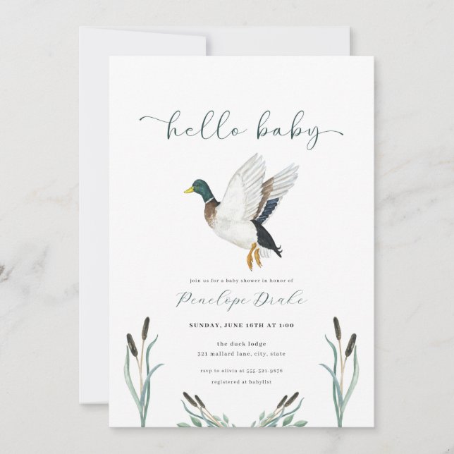 Mallard Duck Baby Shower Invitation  (Front)
