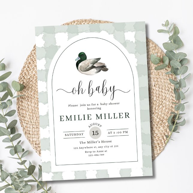 Mallard Duck Baby Shower Invitation, Neutral Green Invitation (Creator Uploaded)