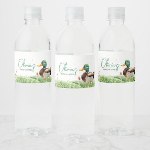 Mallard Duck Baby Shower Water Bottle Label