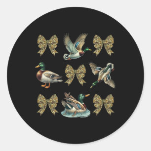 Mallard Duck Camouflage Camo Bow Duck Hunting Girl Classic Round Sticker
