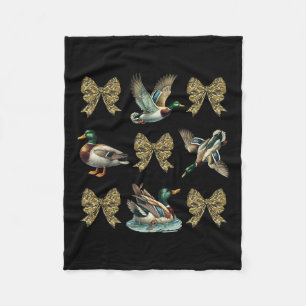 Mallard Duck Camouflage Camo Bow Duck Hunting Girl Fleece Blanket