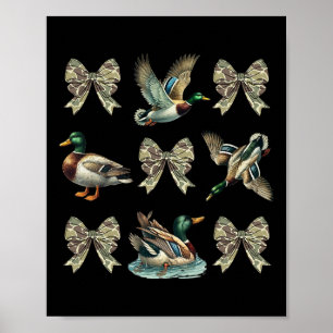 Mallard Duck Camouflage Camo Bow Duck Hunting Girl Poster