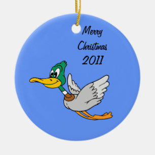 Mallard Duck Cartoon Flying Ceramic Tree Decoration