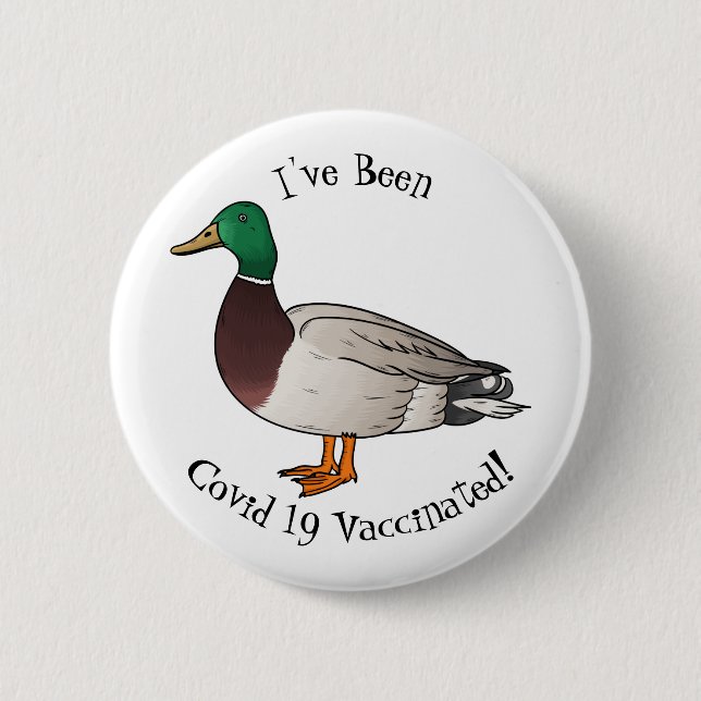 Mallard duck cartoon illustration 6 cm round badge (Front)