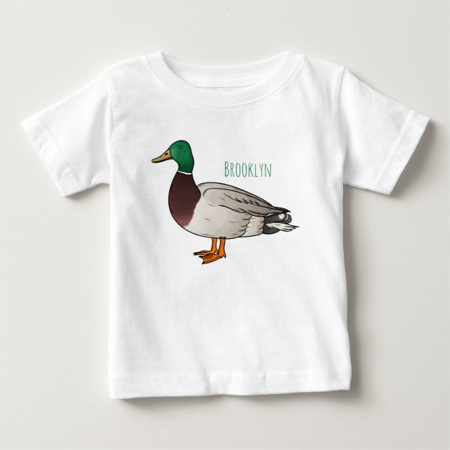Mallard duck cartoon illustration baby T-Shirt (Front)