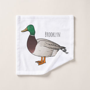 Mallard duck cartoon illustration bath towel set