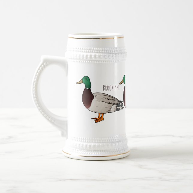 Mallard duck cartoon illustration  beer stein (Left)