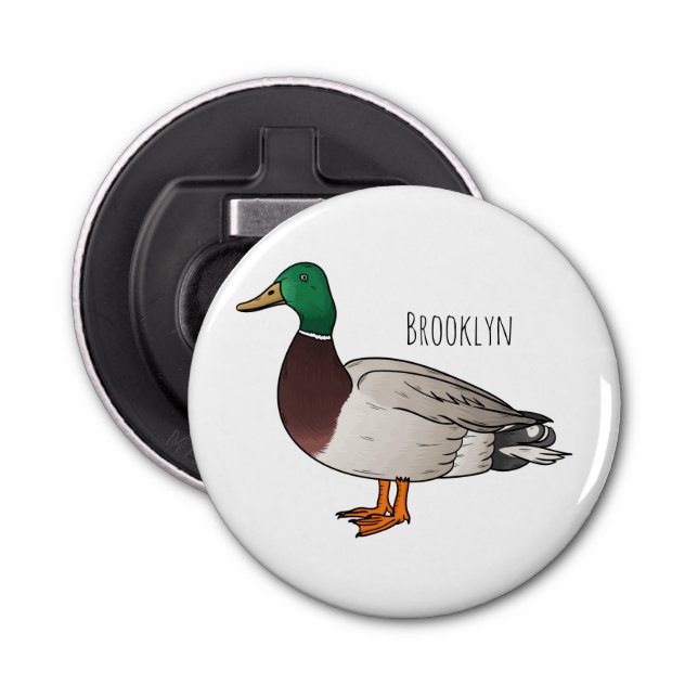 Mallard duck cartoon illustration  bottle opener (Front)