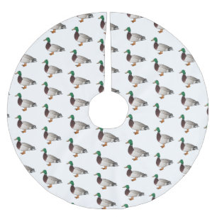 Mallard duck cartoon illustration brushed polyester tree skirt