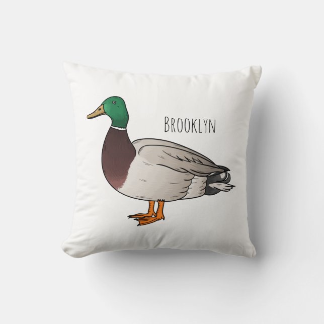 Mallard duck cartoon illustration  cushion (Front)