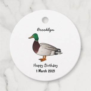 Mallard duck cartoon illustration favour tags