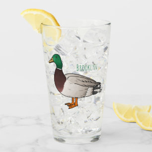 Mallard duck cartoon illustration glass