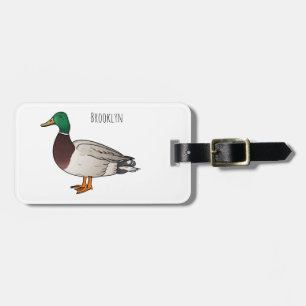 Mallard duck cartoon illustration luggage tag