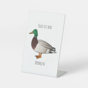Mallard duck cartoon illustration pedestal sign