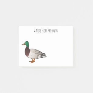 Mallard duck cartoon illustration   post-it notes
