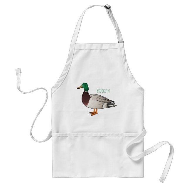 Mallard duck cartoon illustration   standard apron (Front)