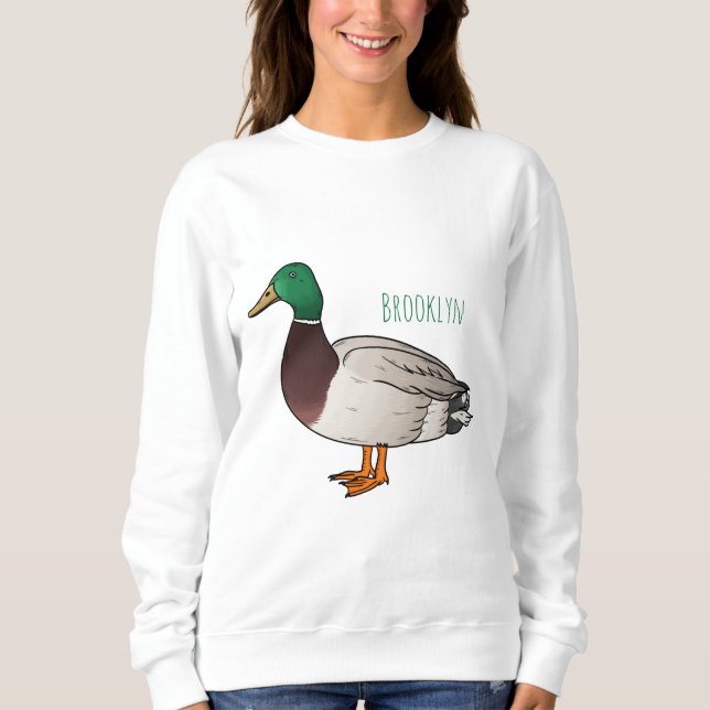 Mallard duck cartoon illustration  sweatshirt (Front)