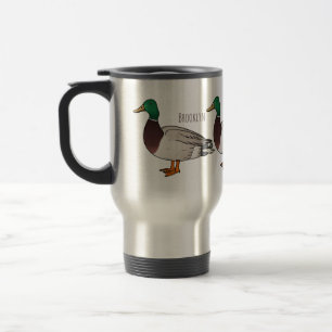 Mallard duck cartoon illustration travel mug