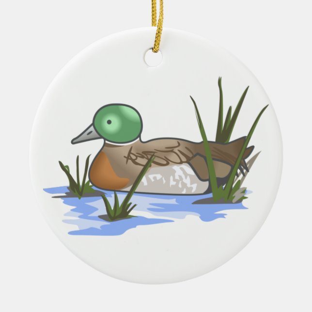 Mallard Duck Ceramic Tree Decoration (Front)