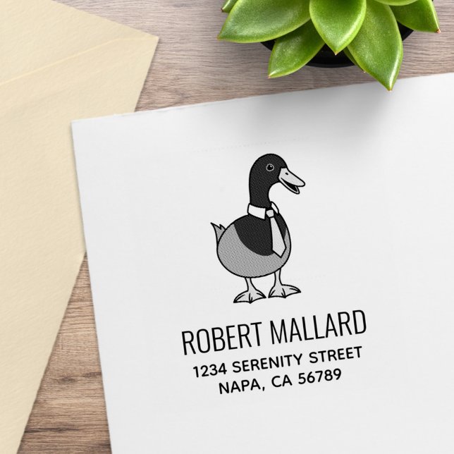 Mallard Duck Collar Necktie Address Rubber Stamp (Creator Uploaded)