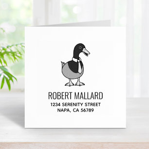 Mallard Duck Collar Necktie Address Rubber Stamp