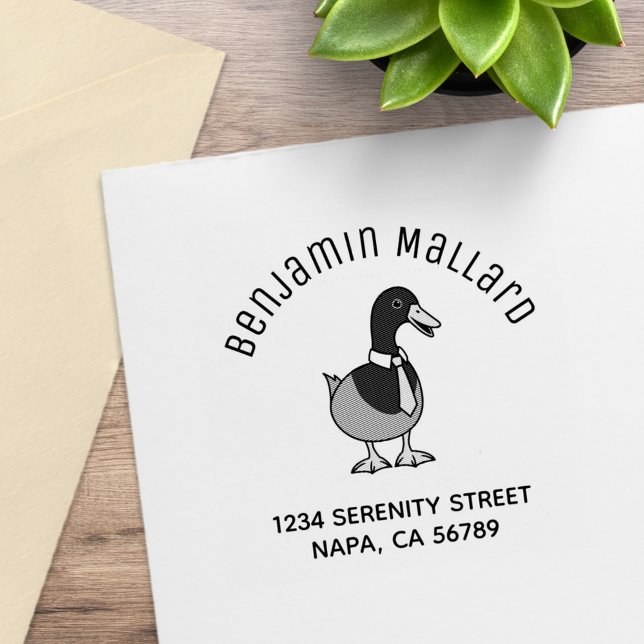 Mallard Duck Collar Necktie Arch Address Rubber Stamp (Creator Uploaded)