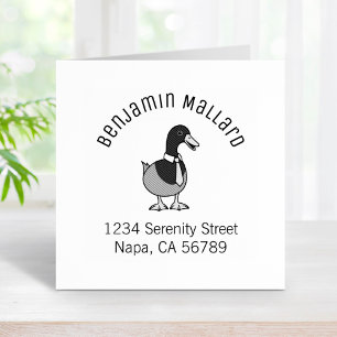 Mallard Duck Collar Necktie Arch Address Rubber Stamp