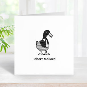 Mallard Duck Collar Necktie Custom Name 1x1 Rubber Stamp