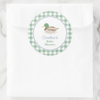 Mallard Duck Country Hunting Baby Shower Favour Classic Round Sticker
