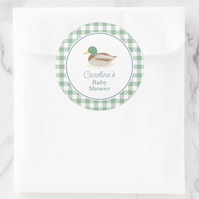 Mallard Duck Country Hunting Baby Shower Favour Classic Round Sticker (Bag)