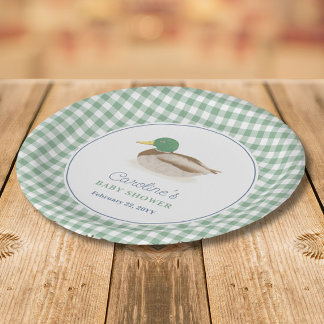 Mallard Duck Duckling Country Hunting Baby Shower Paper Plate