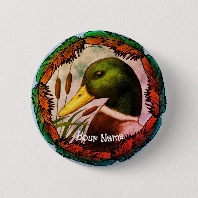 Mallard Duck Head  6 Cm Round Badge (Front)