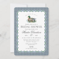 Mallard Duck Hunting Blue Gingham Bridal Shower