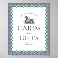 Mallard Duck Hunting Blue Gingham Cards & Gifts