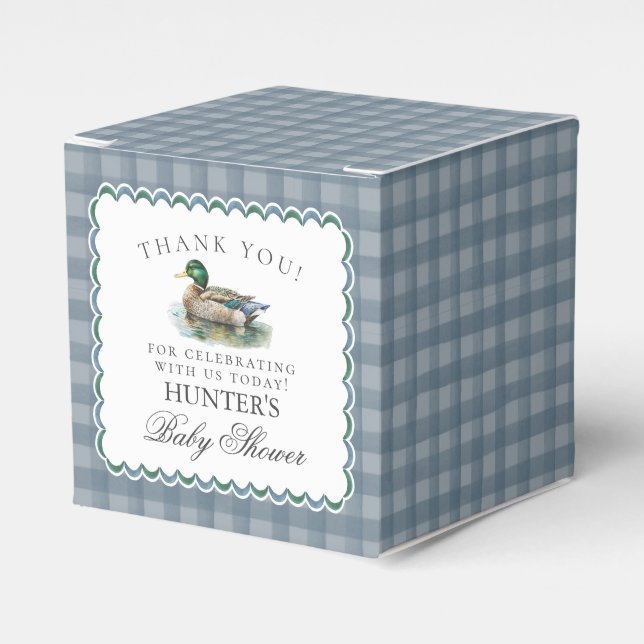 Mallard Duck Hunting Boy Baby Shower Favour Boxes (Front Side)