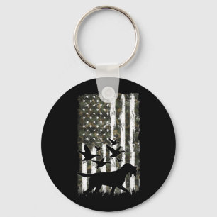 Mallard Duck Hunting Dog Camouflage American Flag Key Ring