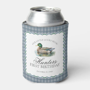 Mallard Duck Hunting Gingham Boy Birthday Favour Can Cooler