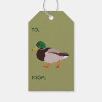 Mallard Duck Illustration on Olive Green