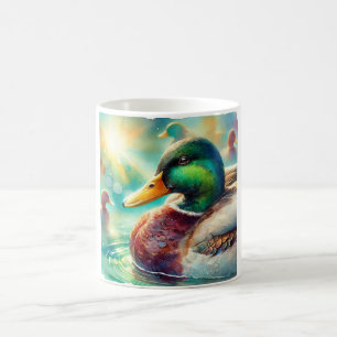 Mallard Duck in Radiant Waters 230824AREF113 - Wat Coffee Mug