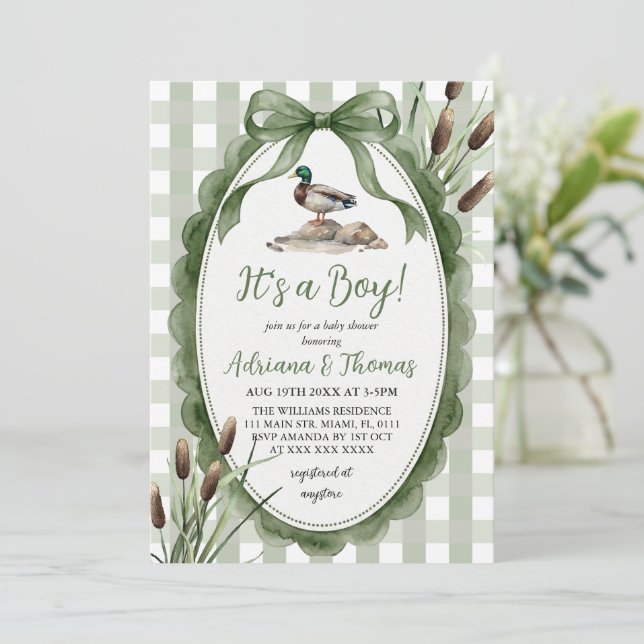 Mallard Duck It's a Boy Baby Shower  Invitation (Standing Front)