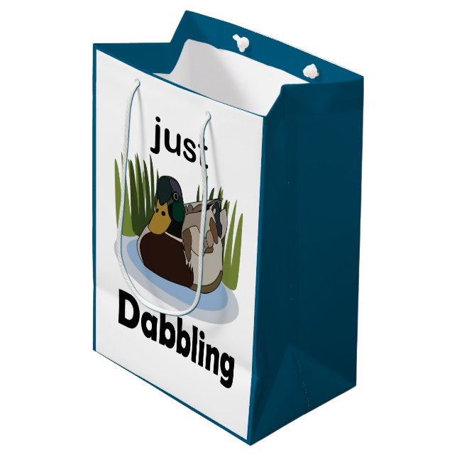 Mallard Duck Just Dabbling Pool Party Medium Gift Bag (Front Angled)