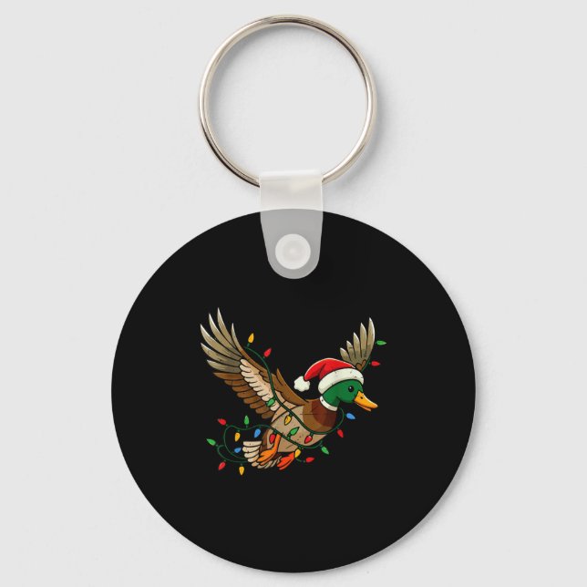 Mallard Duck Light Christmas Hunting Pajama Toddle Key Ring (Front)
