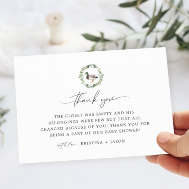 Mallard Duck Little Duckling Baby Shower Thank You Card (Creator Uploaded)