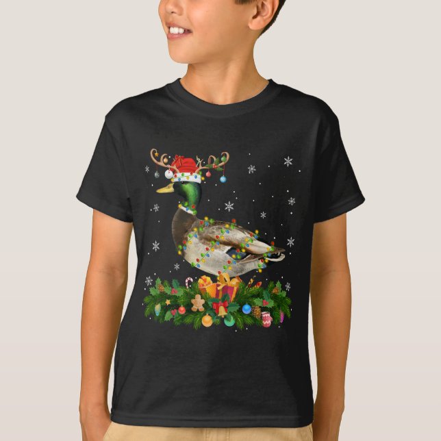 Mallard Duck Lover Reindeer Santa Hat Mallard Chri T-Shirt (Front)