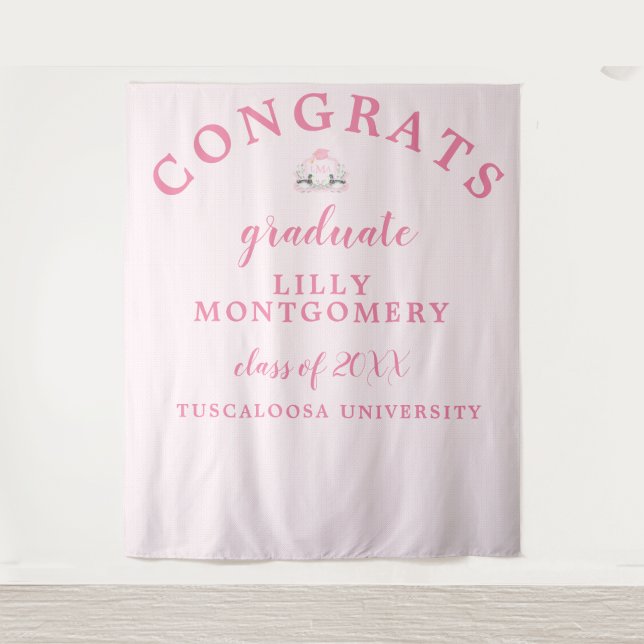 Mallard Duck Monogram Graduation Photo Backdrop Tapestry (Front)