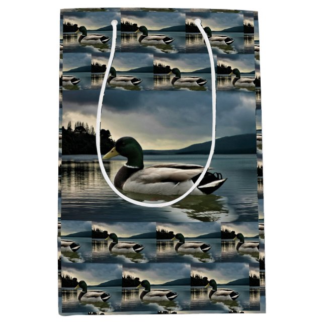 Mallard Duck On The Lake Medium Gift Bag (Front)